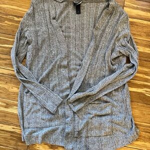 Buckle Gray Cardigan Sweater with Cable Knit Design